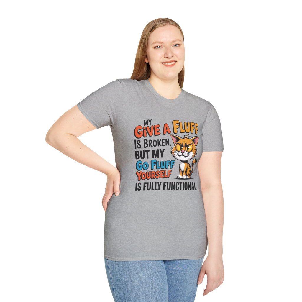 Cat Graphic T-Shirt — "My Give a Fluff Is Broken" Funny Cat Tee