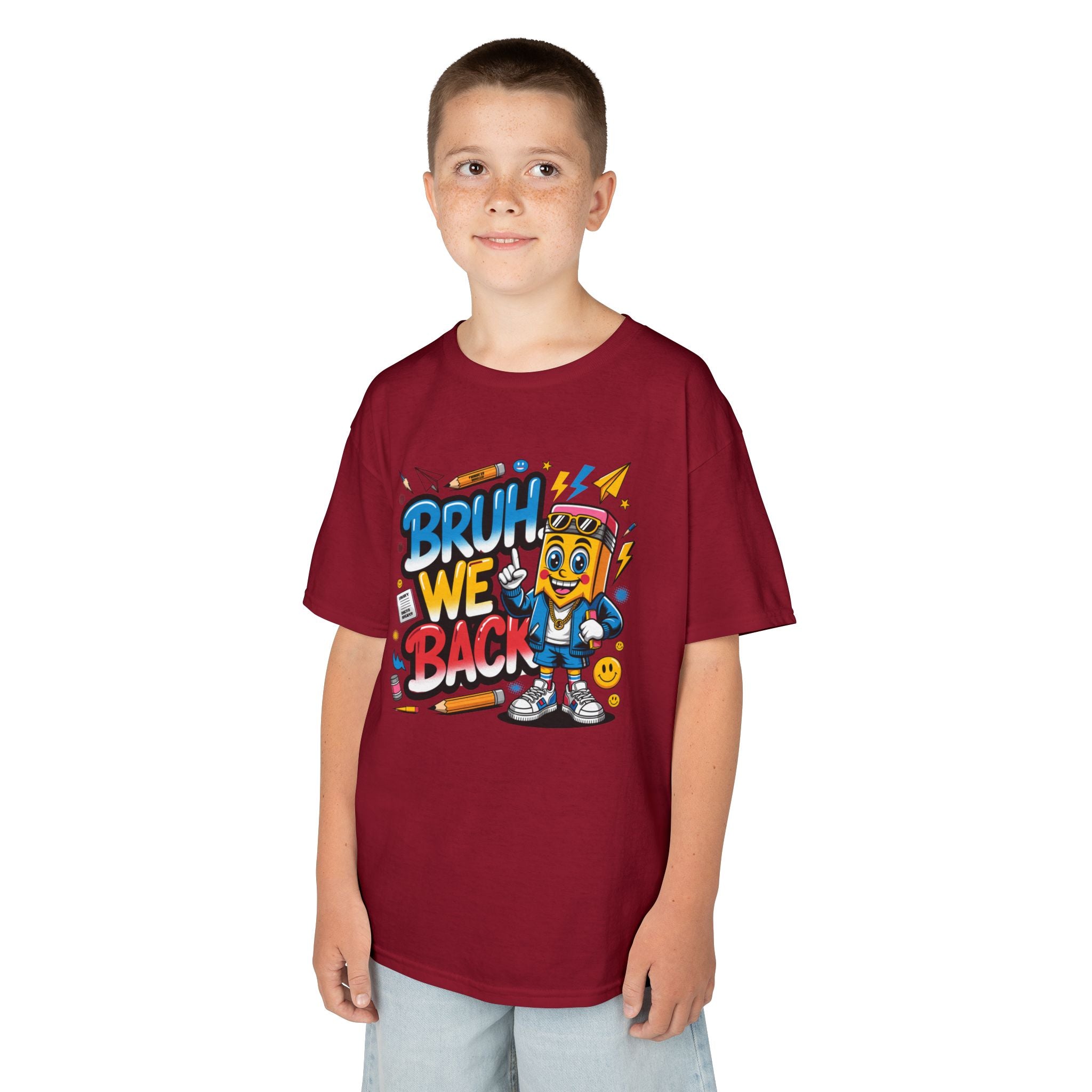 Kids T-Shirt — "Bruh We Back" Cartoon Graphic Tee