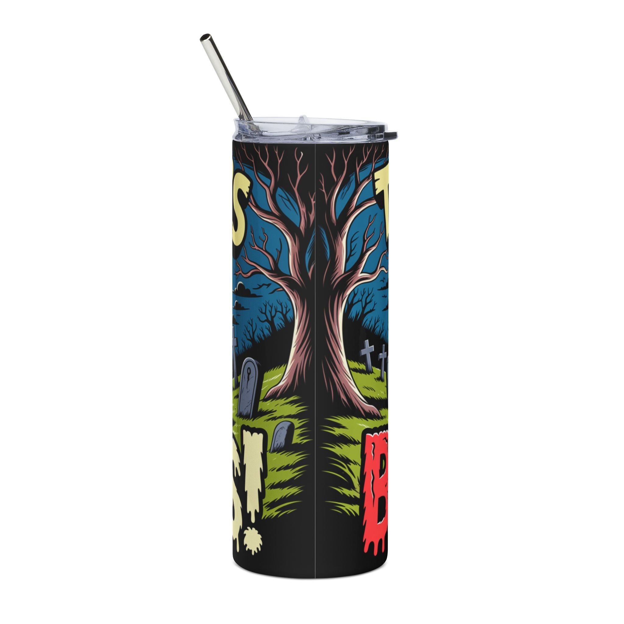 Funny Teacher 20oz Stainless Steel Tumbler — Teacher Loves Brains Zombie Halloween Gift Travel Cup