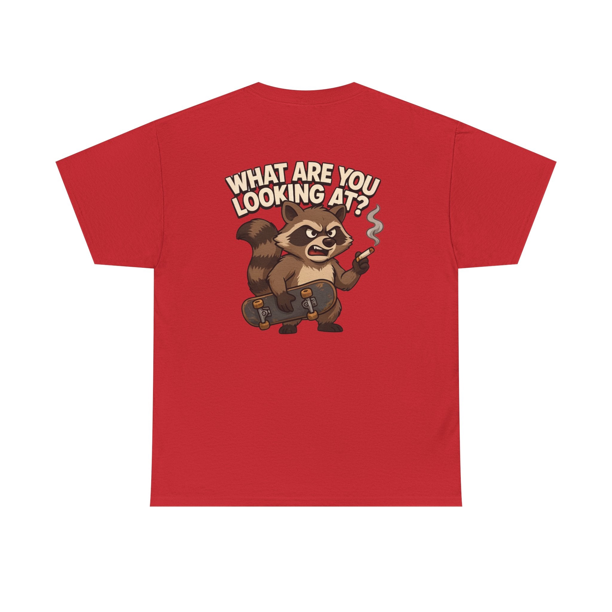 Graphic Tee — "What Are You Looking At?" Raccoon Illustration T-Shirt