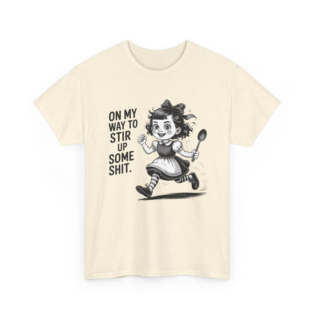 Stir Up Some Shit Tee — Retro Mischief Girl Graphic T-Shirt