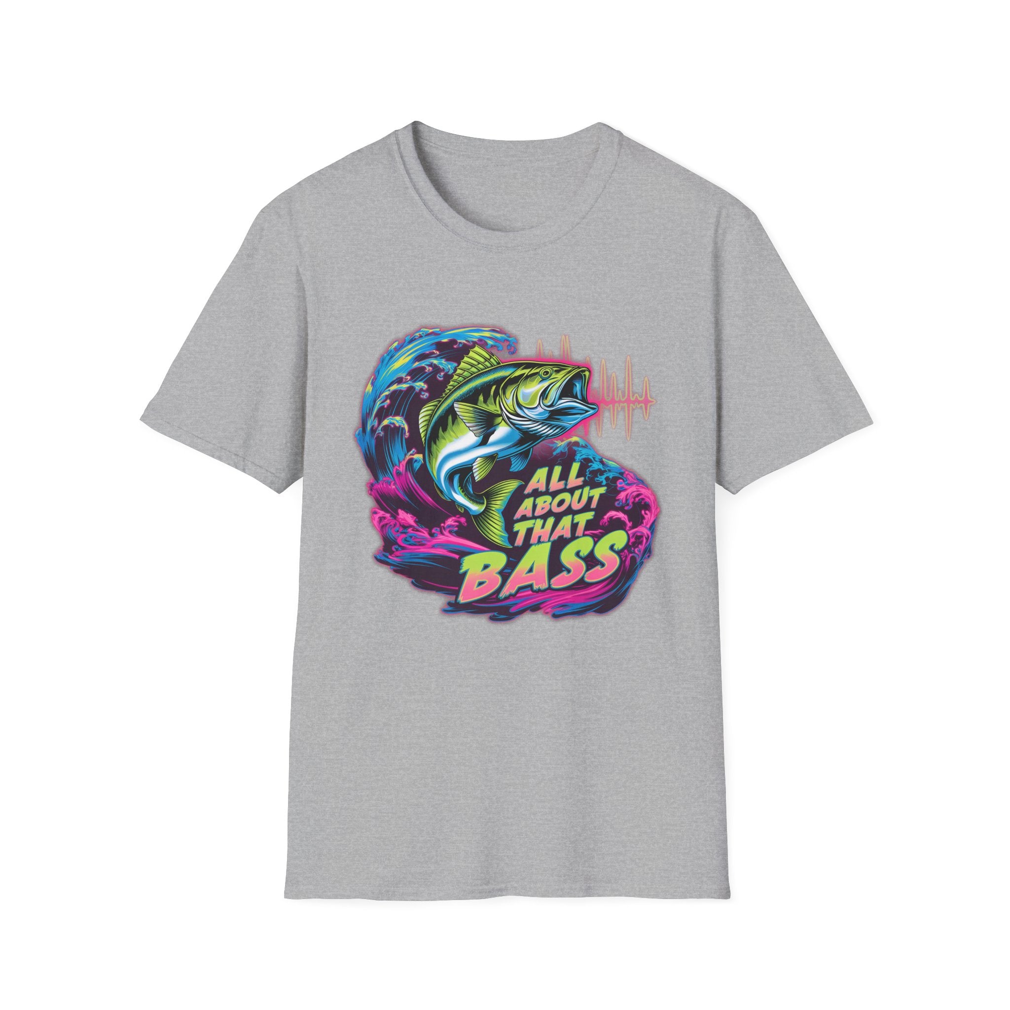Bass Fishing T-Shirt — "All About That Bass" Retro Wave Graphic
