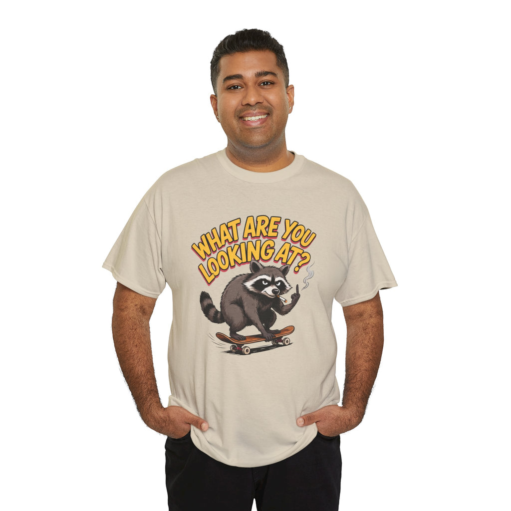 Funny Raccoon Graphic T-Shirt — What Are You Looking At Skater Humor Gift Tee