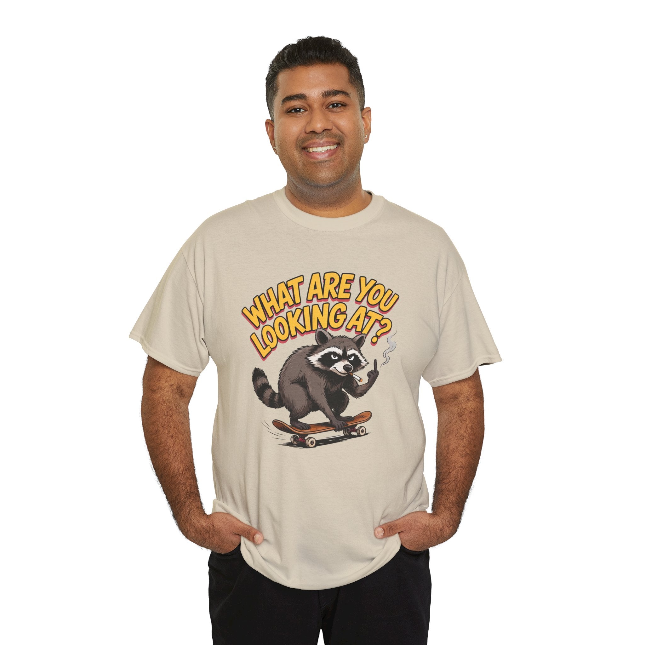 Funny Raccoon Graphic T-Shirt — What Are You Looking At Skater Humor Gift Tee