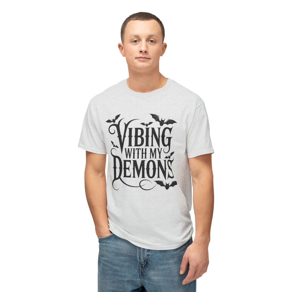 Funny Gothic Halloween T-Shirt — Vibing With My Demons Dark Humor Gift Tee