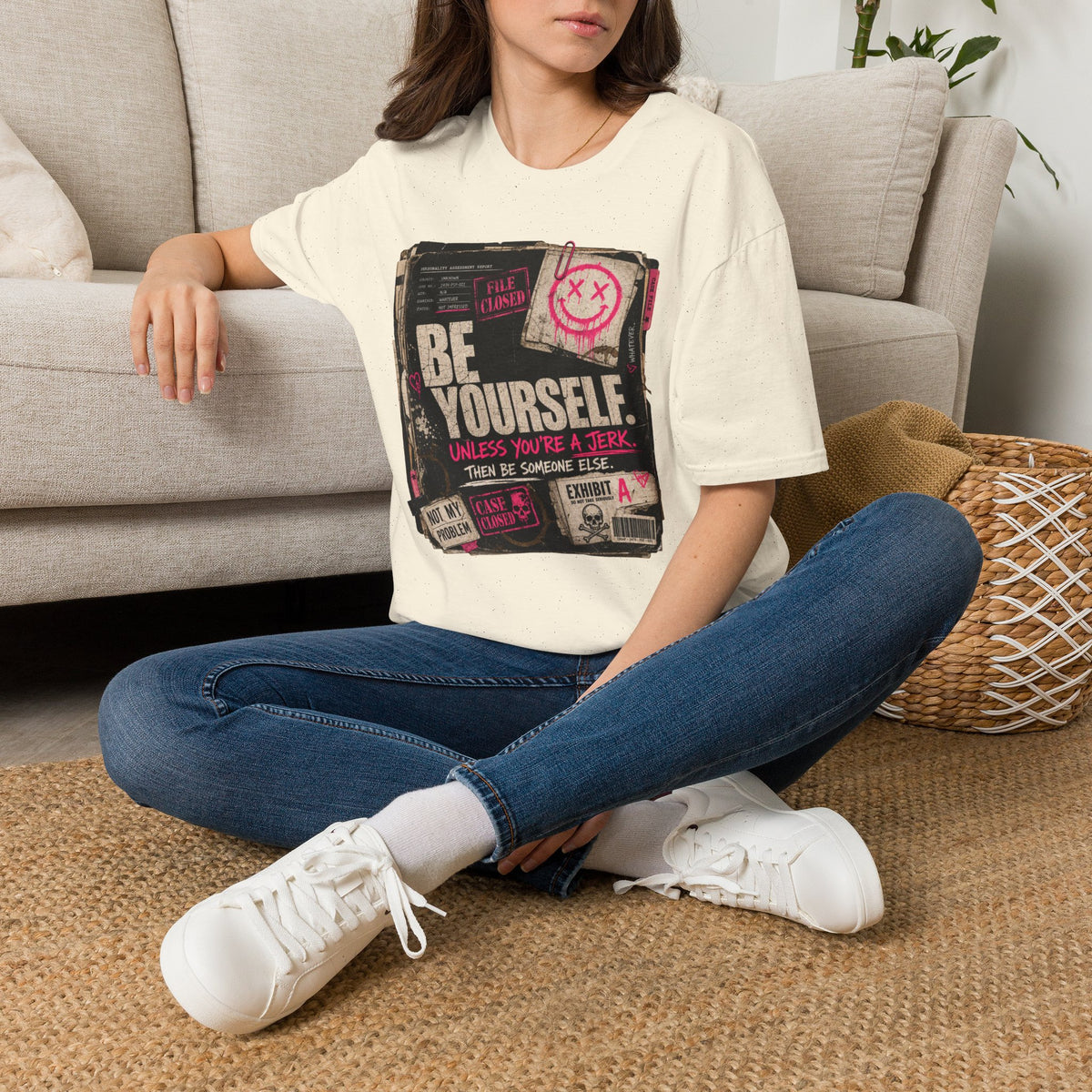 T‑Shirt — 'Be Yourself' Vintage Grunge Graphic Tee (Be Yourself, Unless You’re a Jerk)
