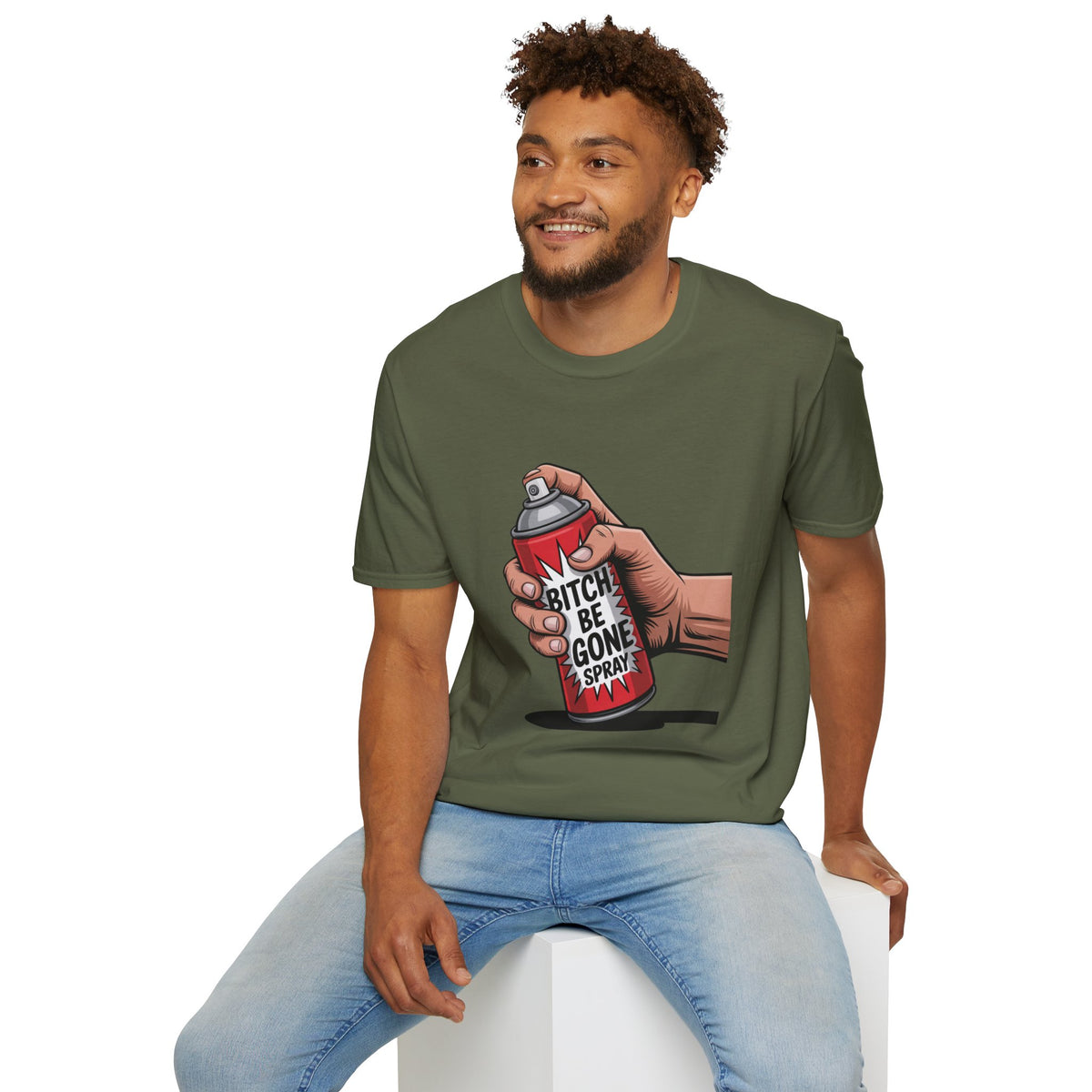 Funny 'Bitch, Be Gone' Spray T-Shirt — Pop Art Spray Can Graphic Tee