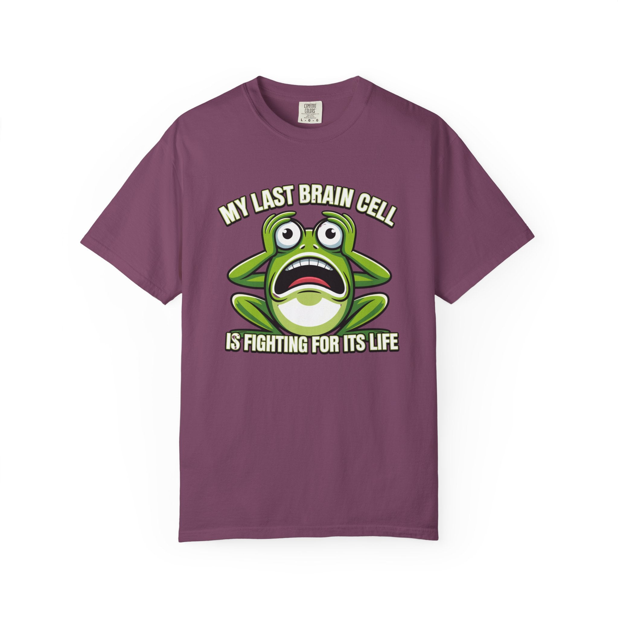 Funny Frog Graphic T-Shirt — My Last Brain Cell Is Fighting For Its Life Humor Gift Tee for Women
