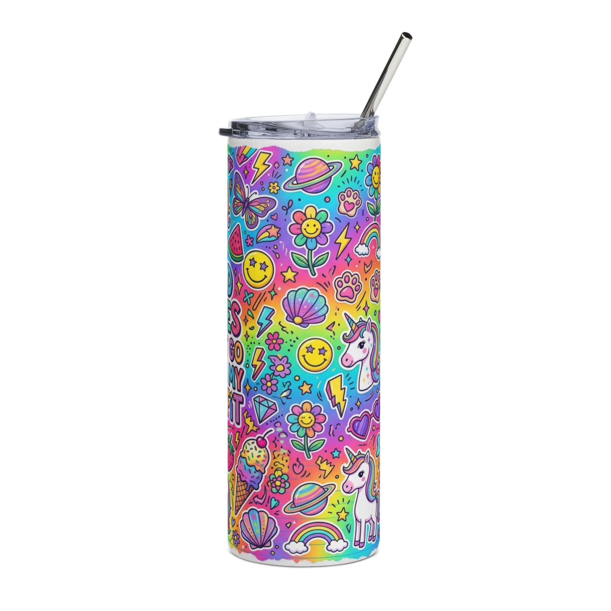 Funny Unicorn 20oz Insulated Stainless Steel Tumbler — Bad Vibes Don't Go With My Outfit Gift Travel Cup for Women