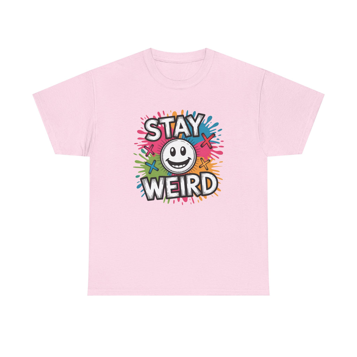 Stay Weird T-Shirt – Colorful Smiley Graphic Tee