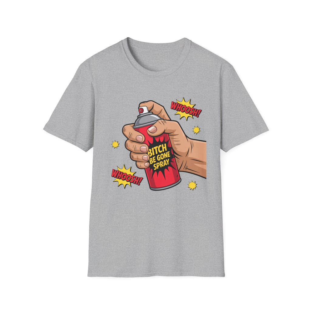 Funny 'Bitch, Be Gone' Spray T-Shirt — Pop Art Spray Can Graphic Tee