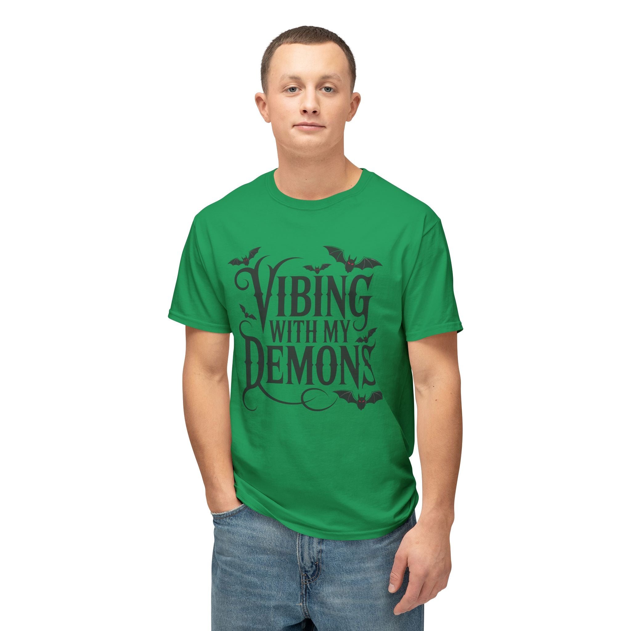 Funny Gothic Halloween T-Shirt — Vibing With My Demons Dark Humor Gift Tee
