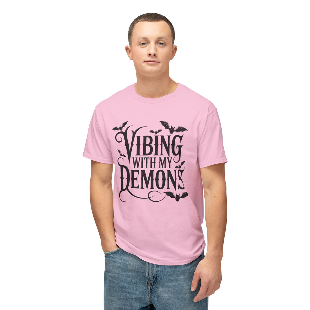 Funny Gothic Halloween T-Shirt — Vibing With My Demons Dark Humor Gift Tee