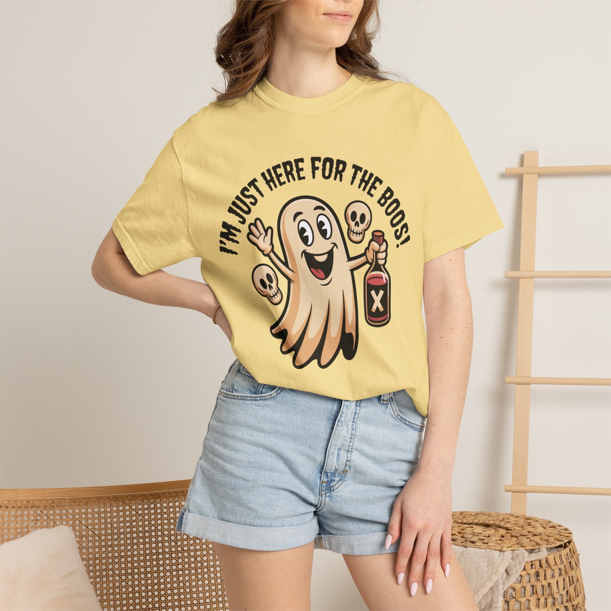 Halloween Ghost T‑Shirt — "I'm Just Here for the Boos!" Funny Party Tee