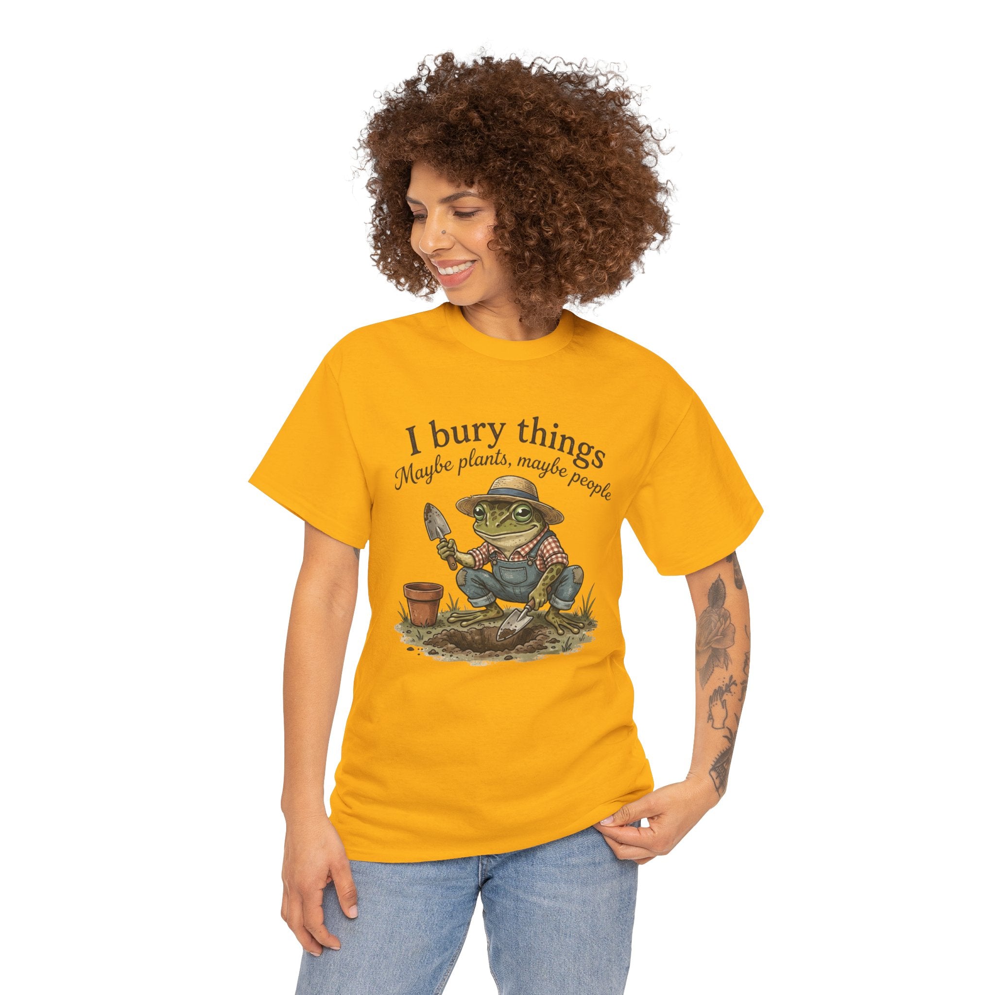 Funny Gardening T-Shirt — I Bury Things Dark Humor Gift Tee for Gardeners