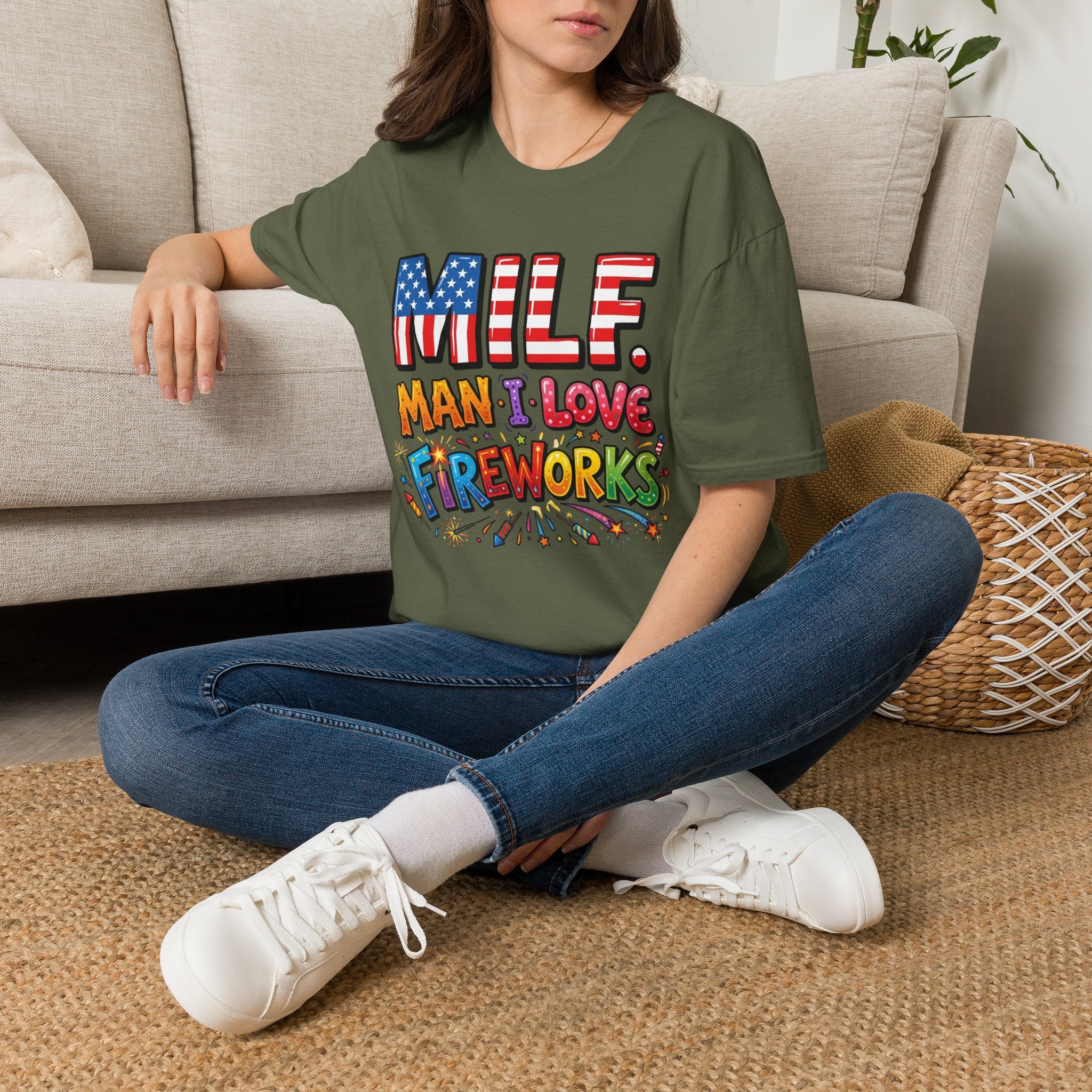 T-Shirt — "MILF. Man I Love fireworks" Patriotic Fireworks Graphic Tee