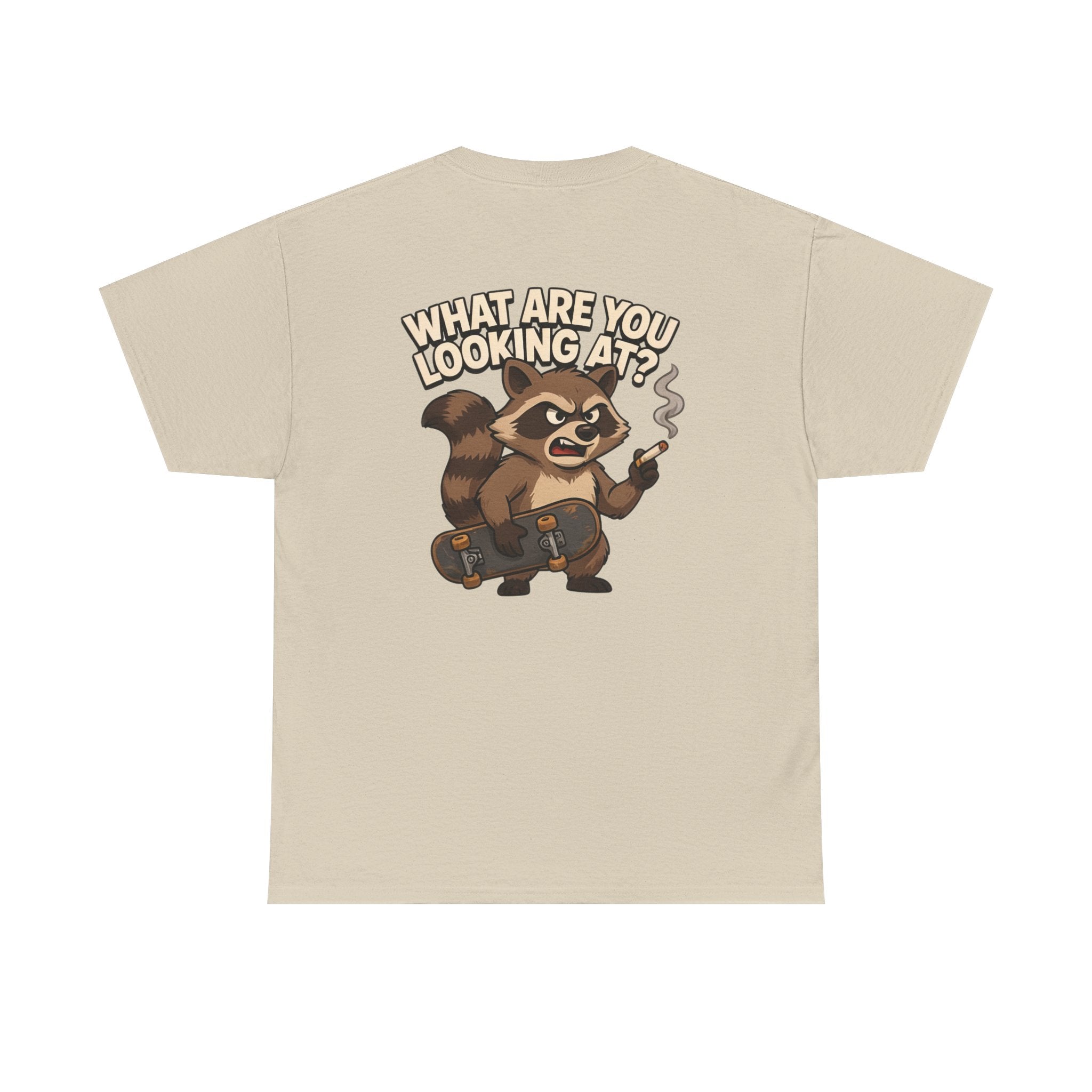 Graphic Tee — "What Are You Looking At?" Raccoon Illustration T-Shirt