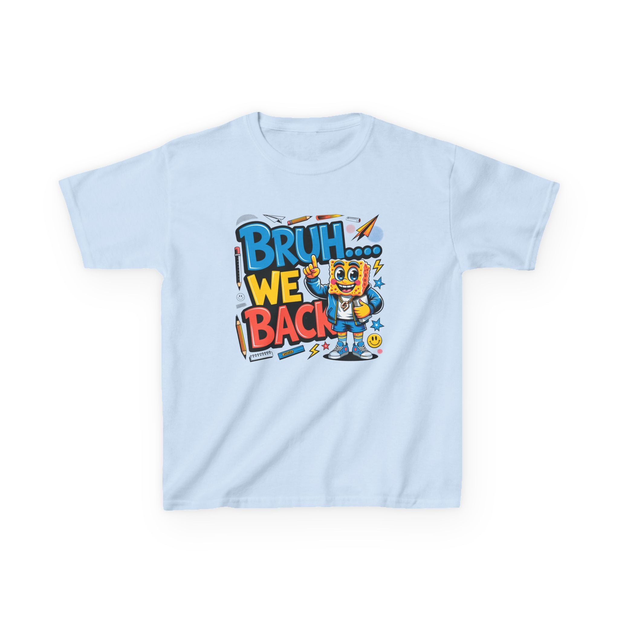 Kids Tee — "Bruh... We Back" Cartoon Sponge Graphic