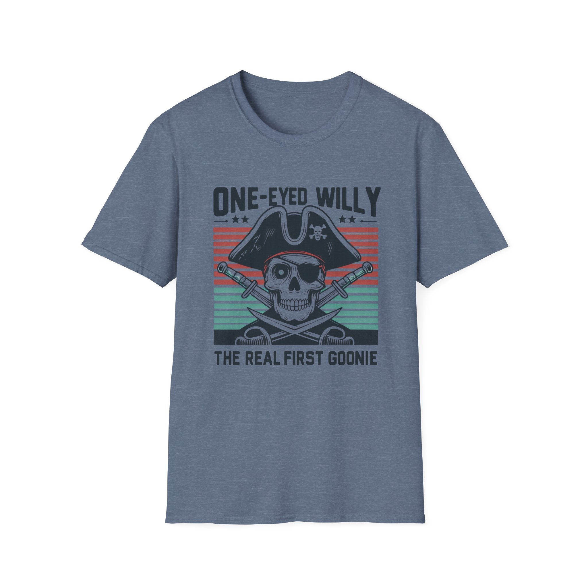 One-Eyed Willy Skull T-Shirt — Vintage Pirate 'The Real First Goonie' Tee