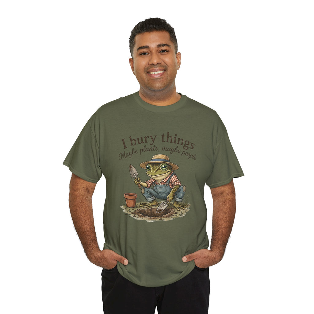 Funny Gardening T-Shirt — I Bury Things Dark Humor Gift Tee for Gardeners