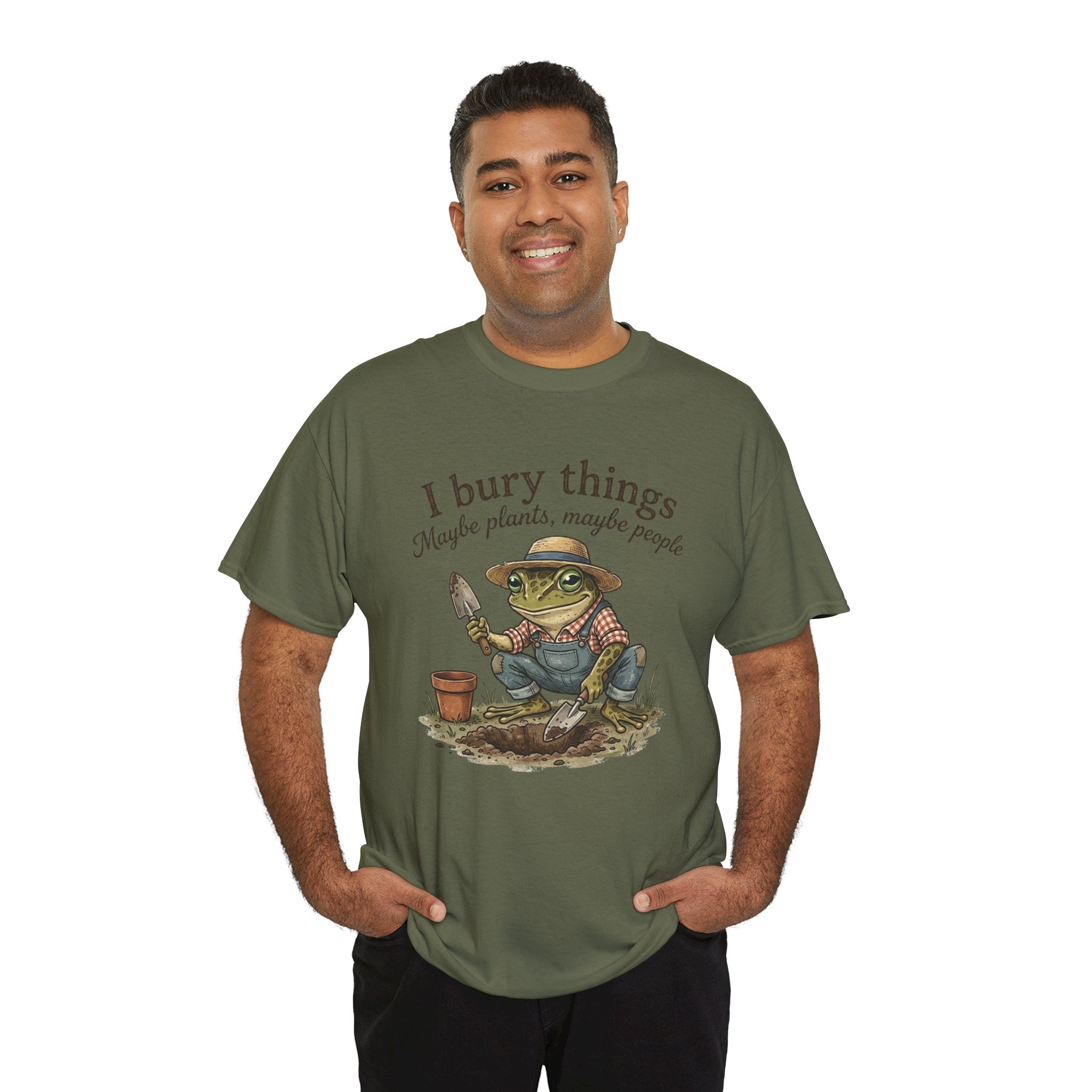 Funny Gardening T-Shirt — I Bury Things Dark Humor Gift Tee for Gardeners