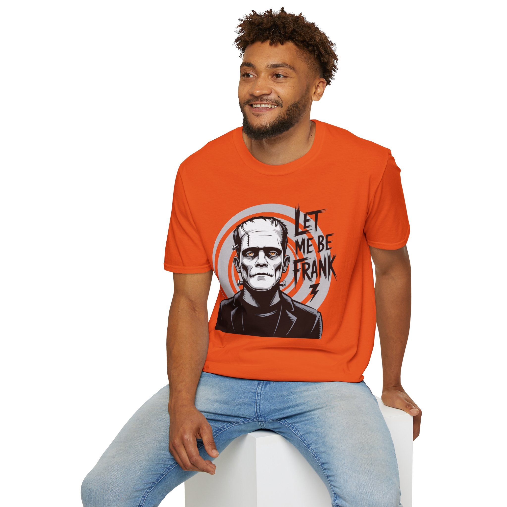 Frankenstein Monster Graphic T-Shirt — "Let Me Be Frank" Halloween Tee