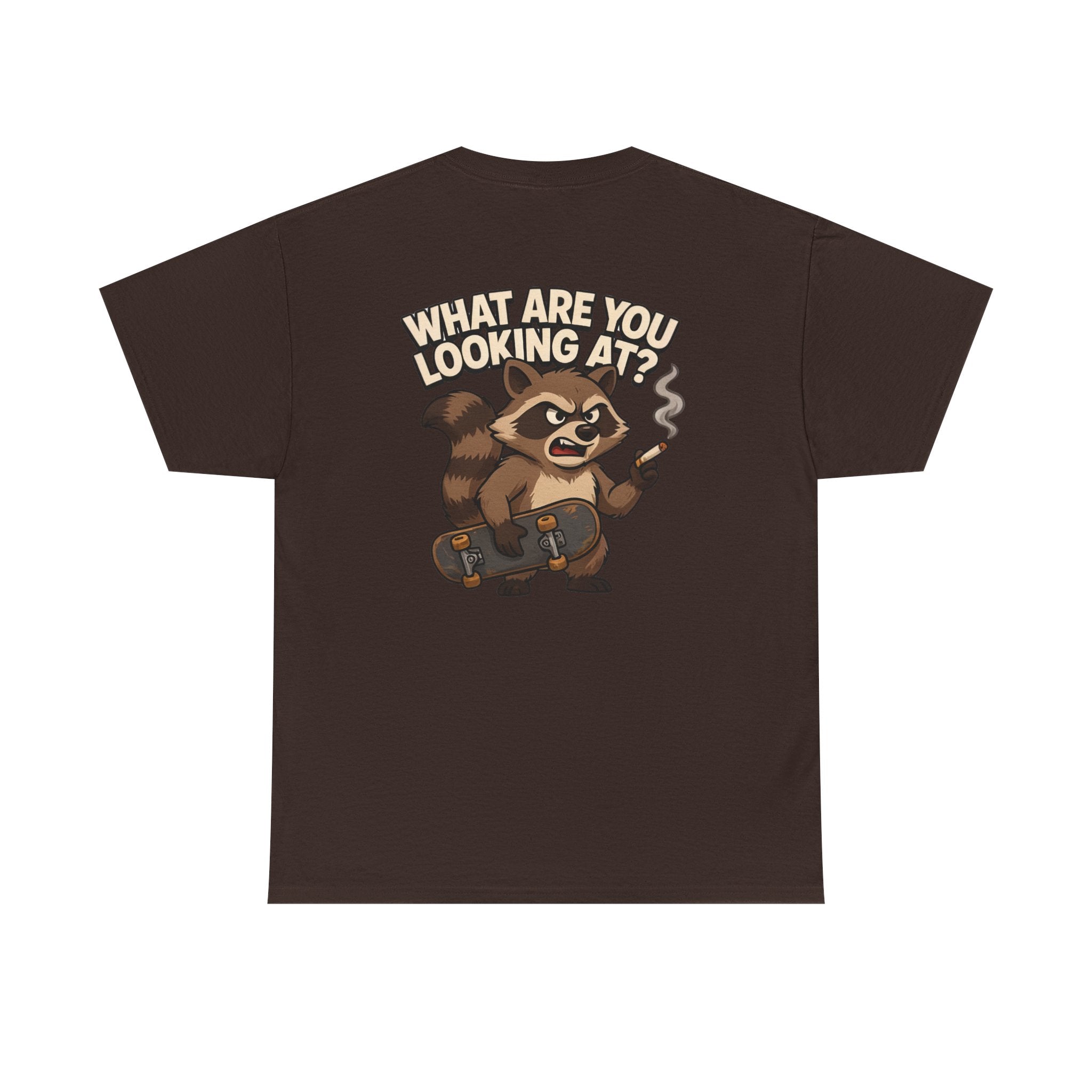 Graphic Tee — "What Are You Looking At?" Raccoon Illustration T-Shirt