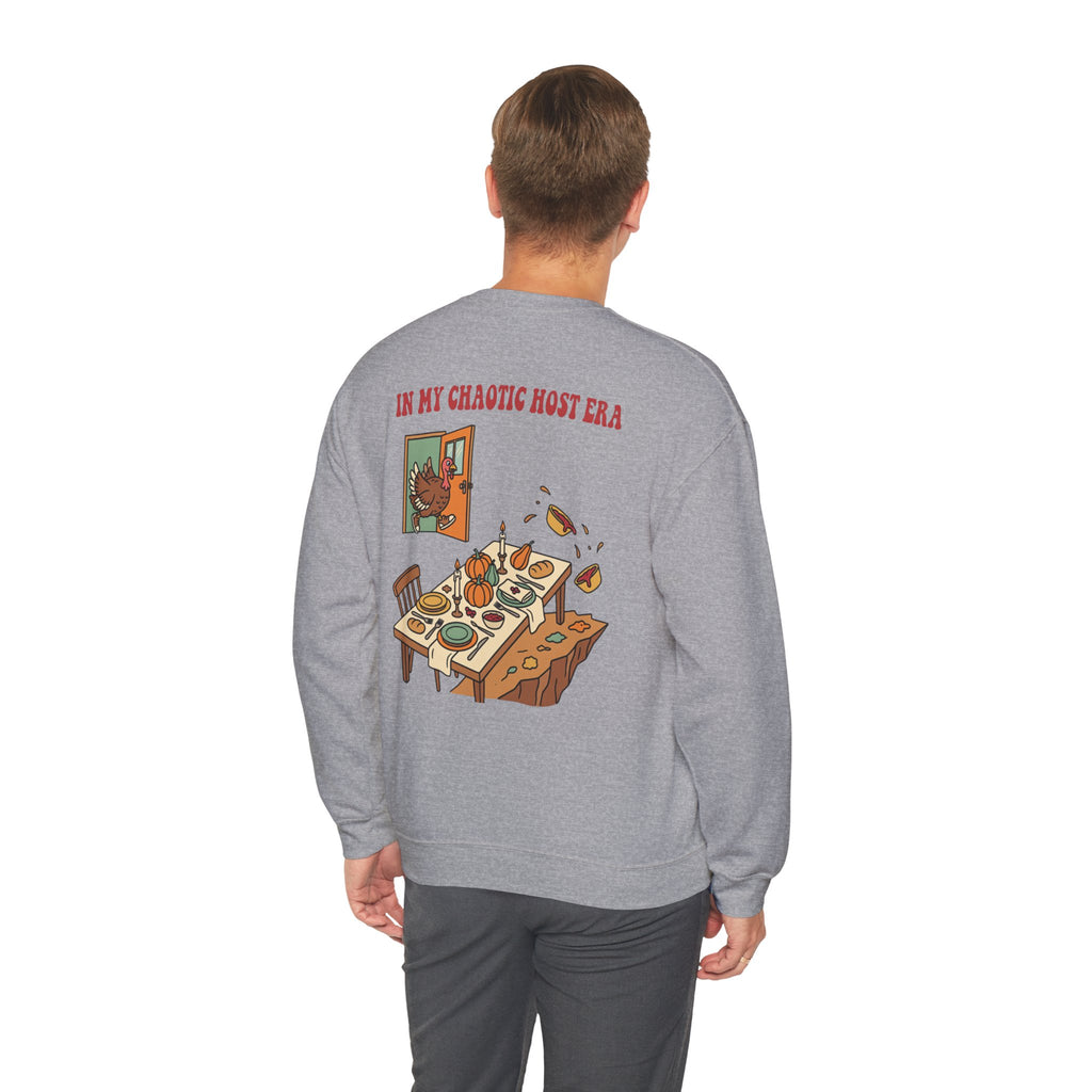 Funny Thanksgiving Host Crewneck Sweatshirt — My Table Seats 6 My Anxiety Seats 12 Gift Pullover