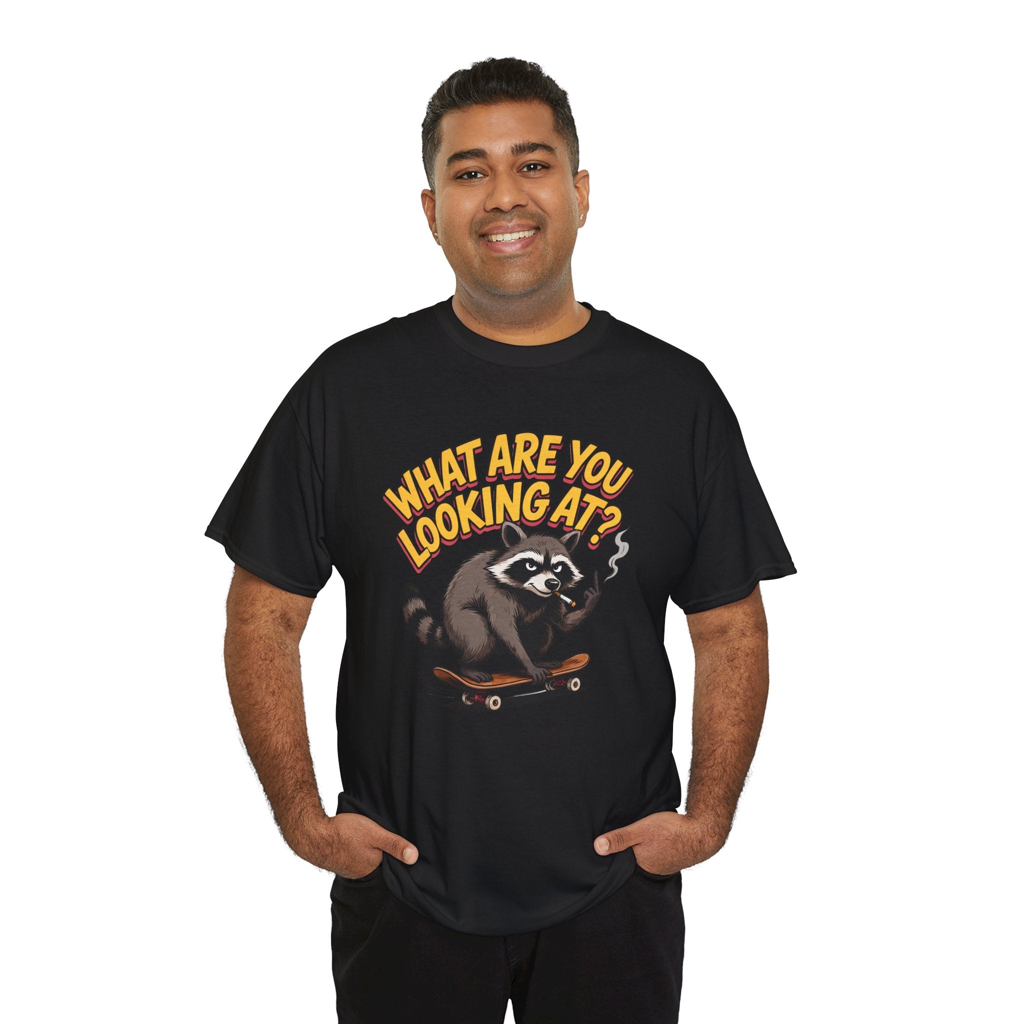 Funny Raccoon Graphic T-Shirt — What Are You Looking At Skater Humor Gift Tee