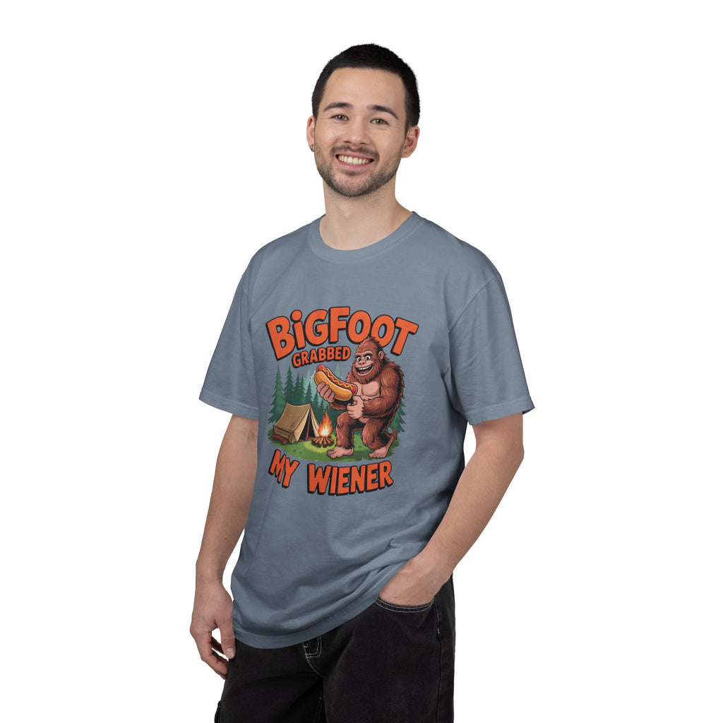 Bigfoot Grabbed My Wiener T-Shirt — Funny Camping Sasquatch Tee