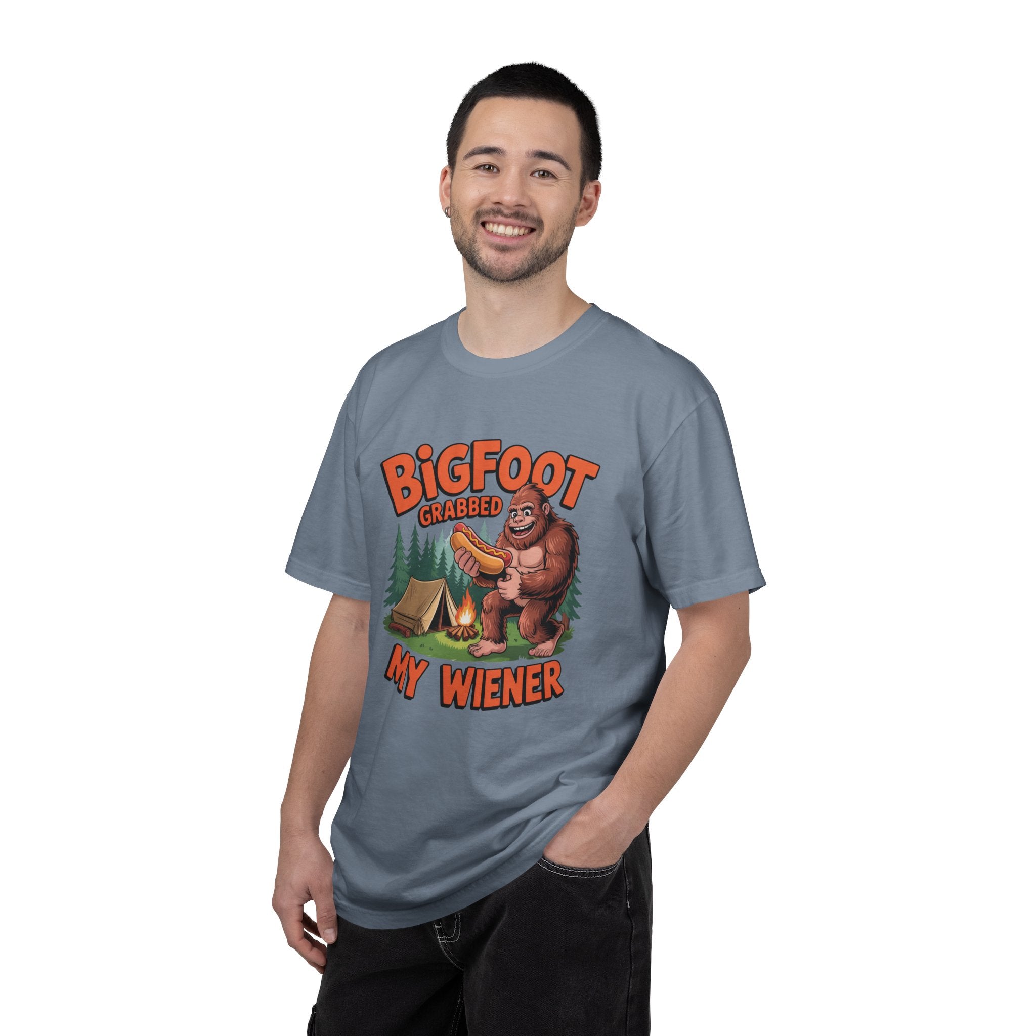 Bigfoot Grabbed My Wiener T-Shirt — Funny Camping Sasquatch Tee