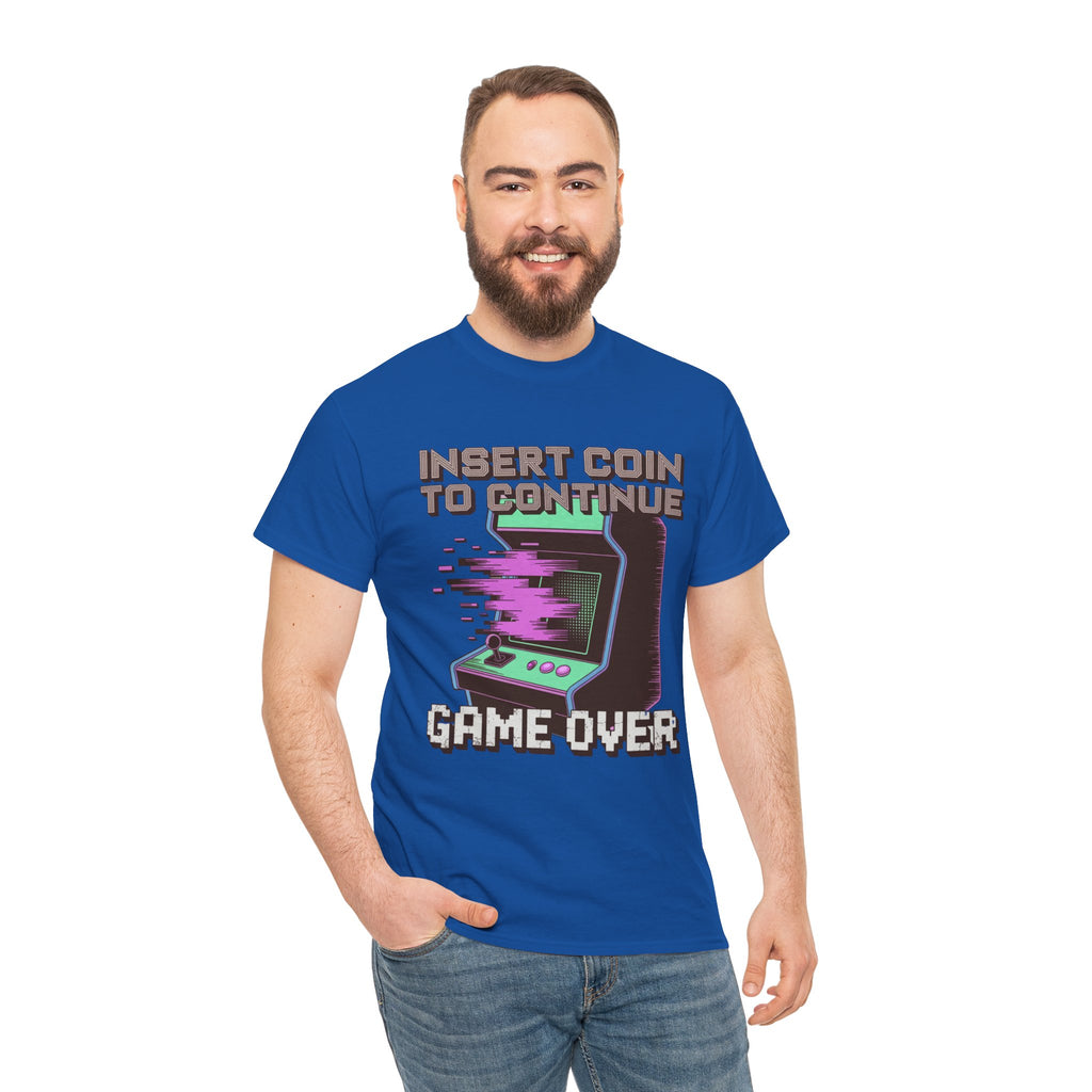 Funny Gamer T-Shirt — Insert Coin to Continue Retro Arcade Gift Tee for Men Women