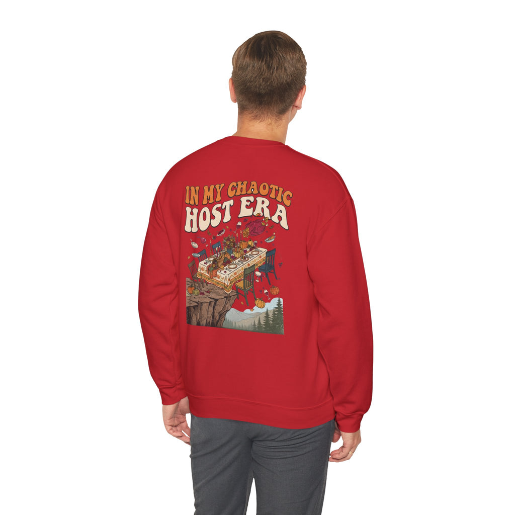 Funny Thanksgiving Crewneck Sweatshirt — My Table Seats 6 My Anxiety Seats 12 Chaotic Host Gift Pullover