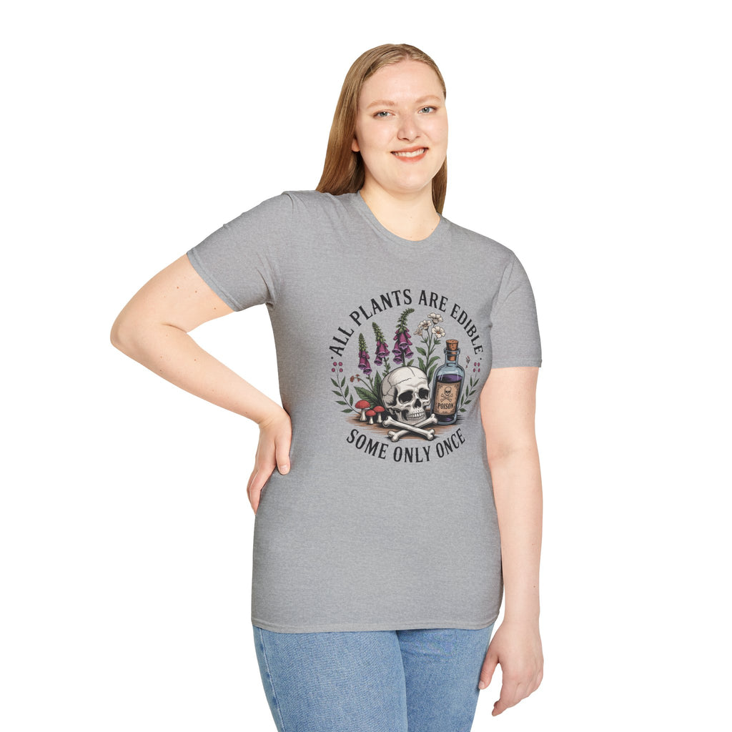 All Plants Are Edible T-Shirt — Botanical Skull & Apothecary Graphic Tee