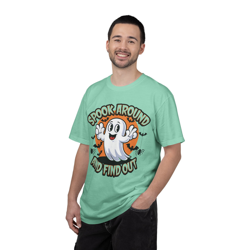Halloween Ghost T-Shirt — “Spook Around and Find Out” Cute Retro Graphic Tee