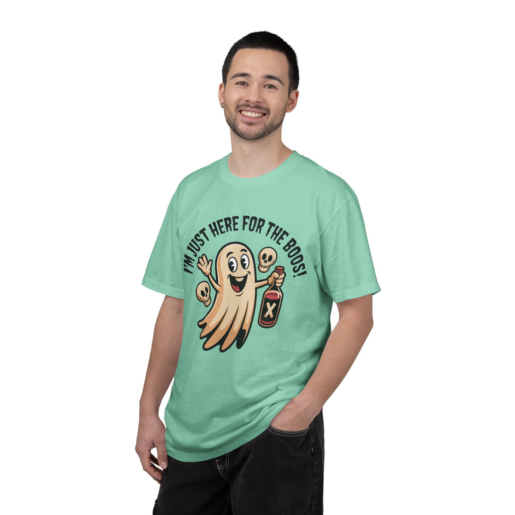 Halloween Ghost T‑Shirt — "I'm Just Here for the Boos!" Funny Party Tee