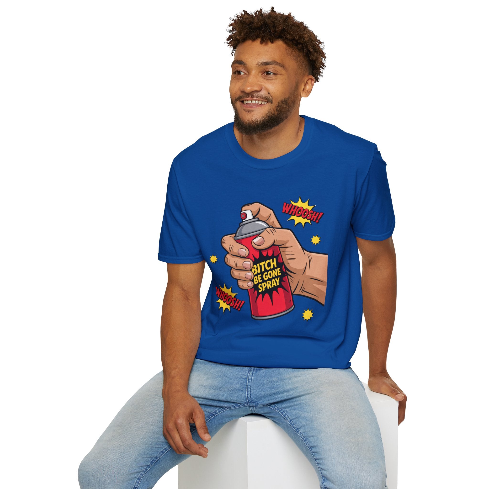 Funny 'Bitch, Be Gone' Spray T-Shirt — Pop Art Spray Can Graphic Tee