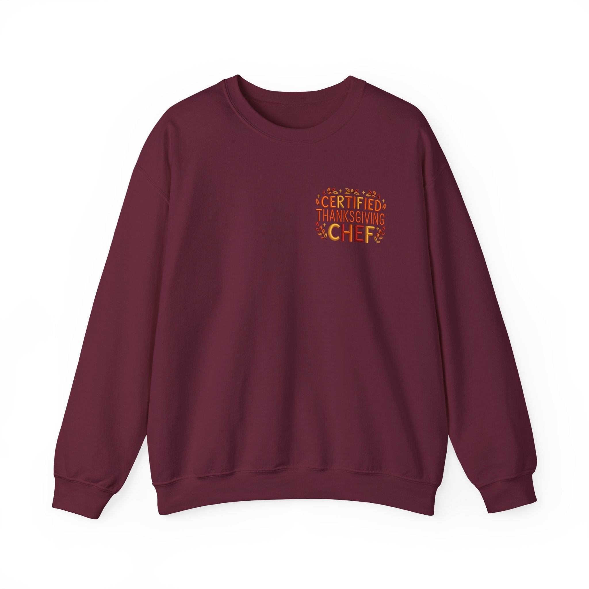 Funny Thanksgiving Chef Crewneck Sweatshirt — Certified Thanksgiving Chef Kitchen Disaster Humor Gift Pullover