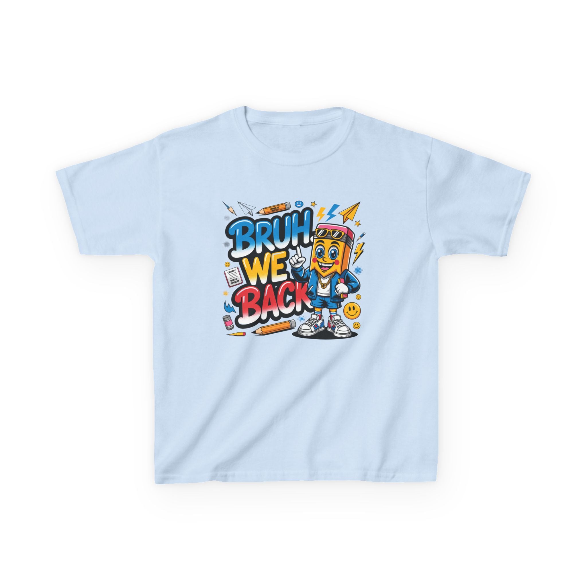 Kids Tee — "Bruh We Back" Retro Cartoon Graphic Shirt