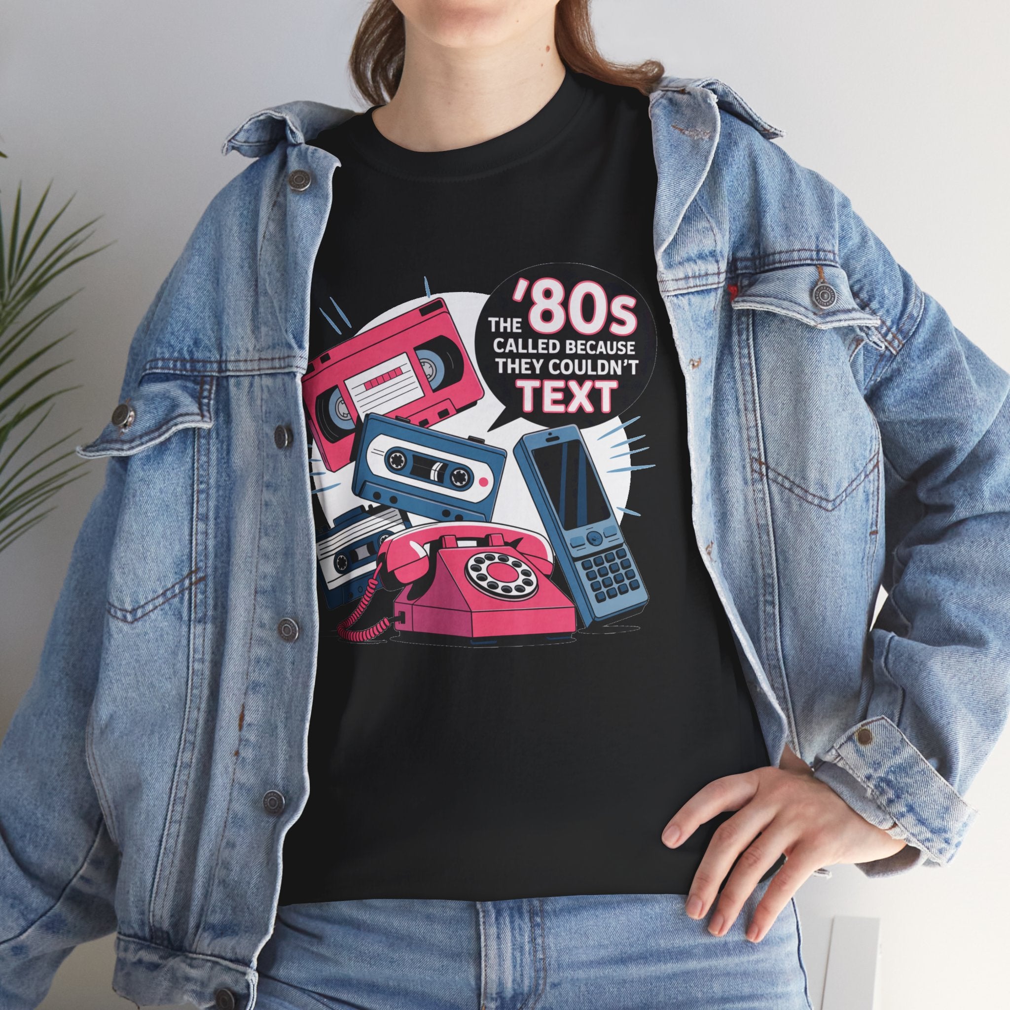 '80s Retro Phones Tee – Vintage Rotary, Cassette & Brick Cell Graphic T-Shirt