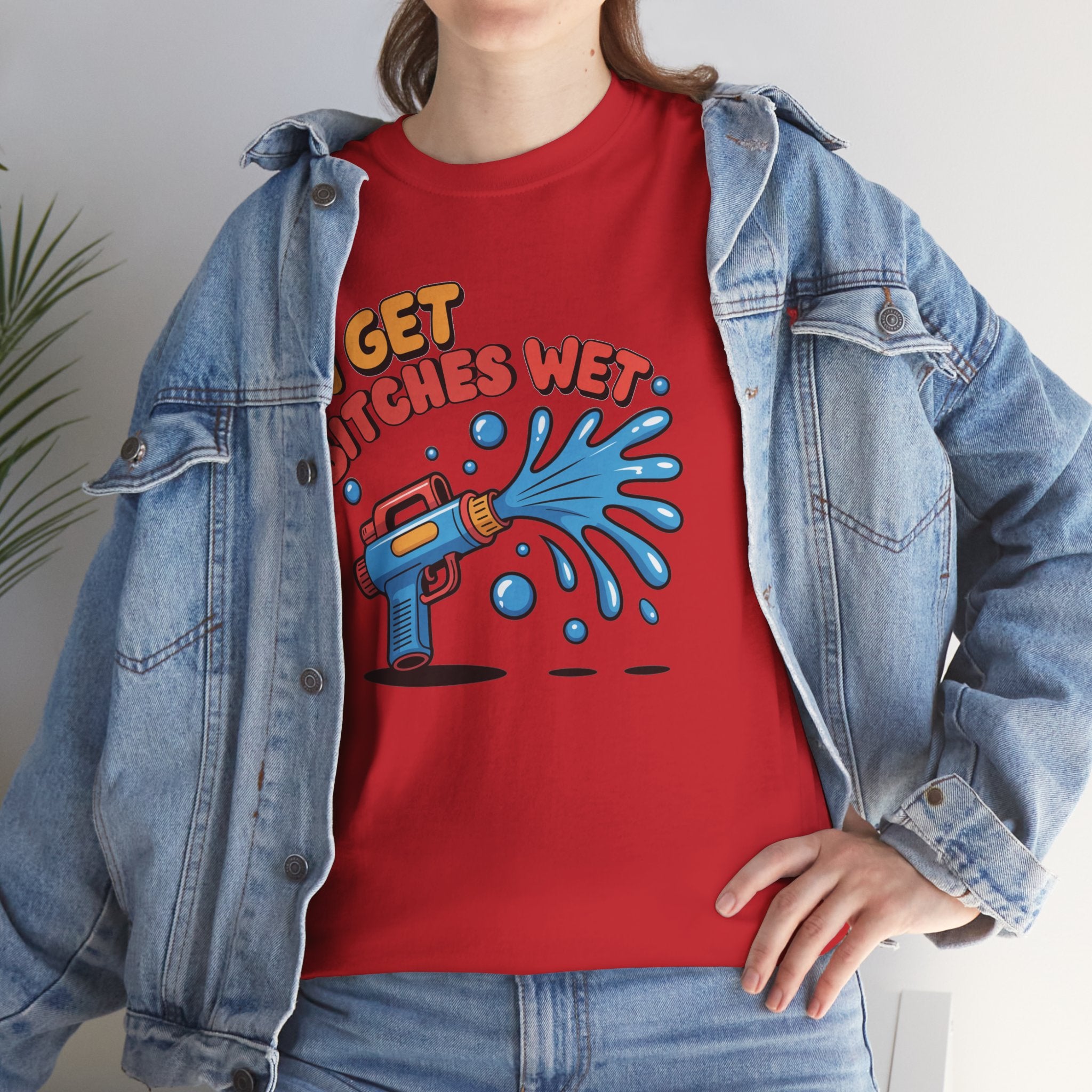 Water Gun Tee Adult Humor — "I Get Bitches Wet" Graphic Summer T-Shirt