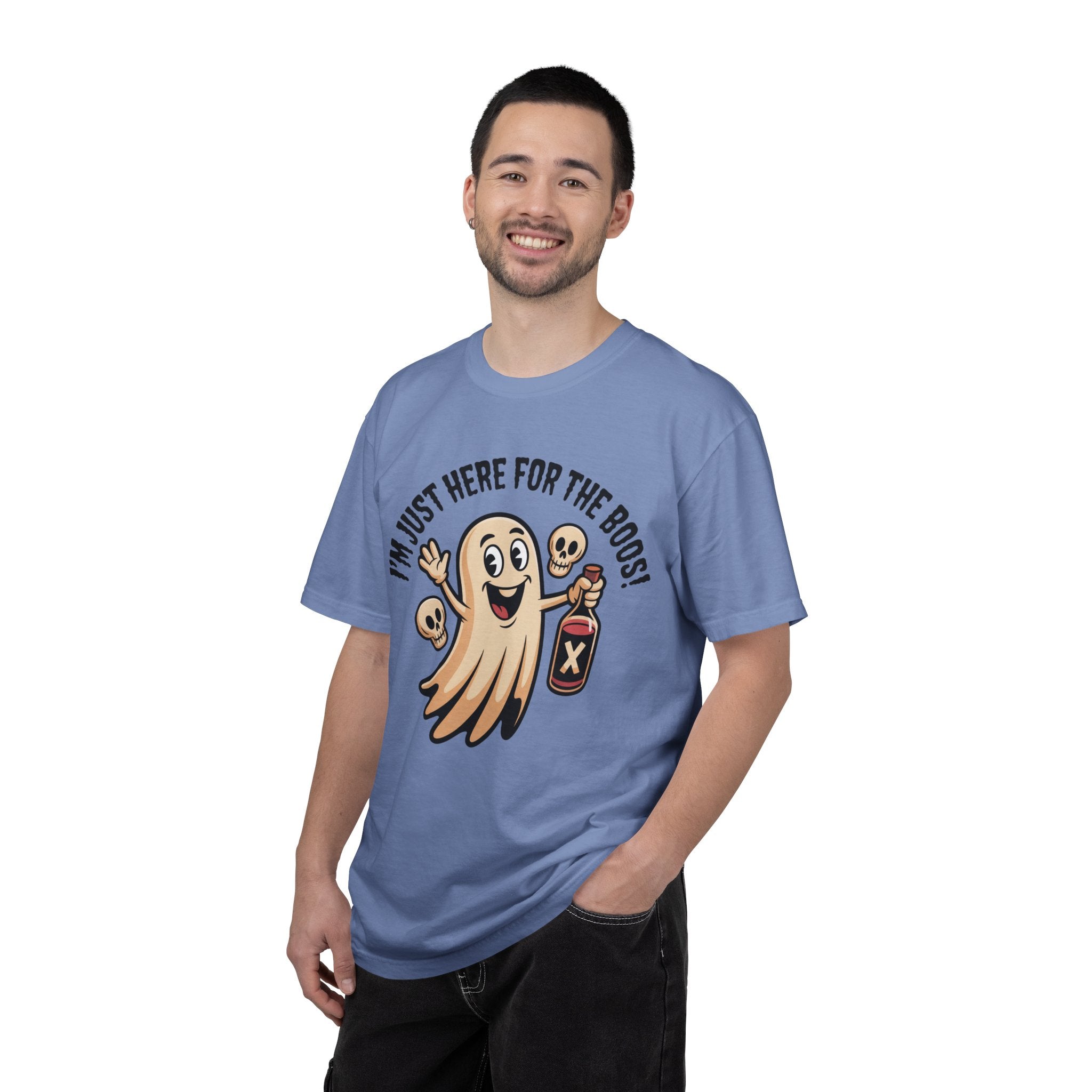 Halloween Ghost T‑Shirt — "I'm Just Here for the Boos!" Funny Party Tee