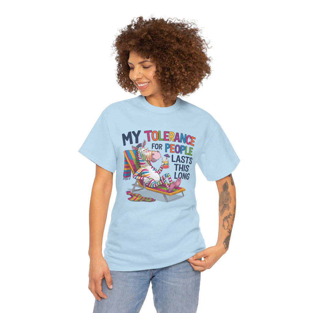Funny Unicorn T-Shirt — “My Tolerance for People Lasts This Long” Graphic Tee
