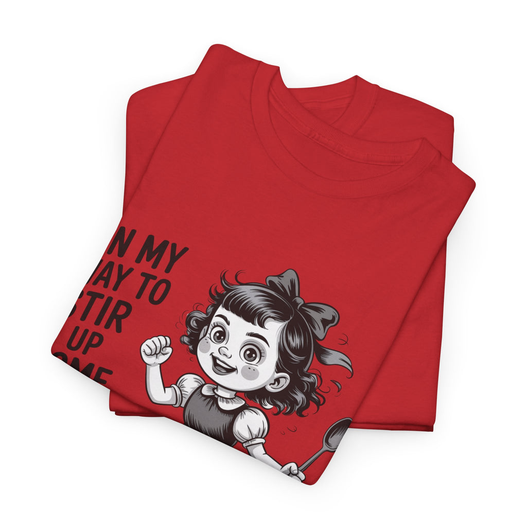 Stir Up Some Shit Tee — Retro Mischief Girl Graphic T-Shirt