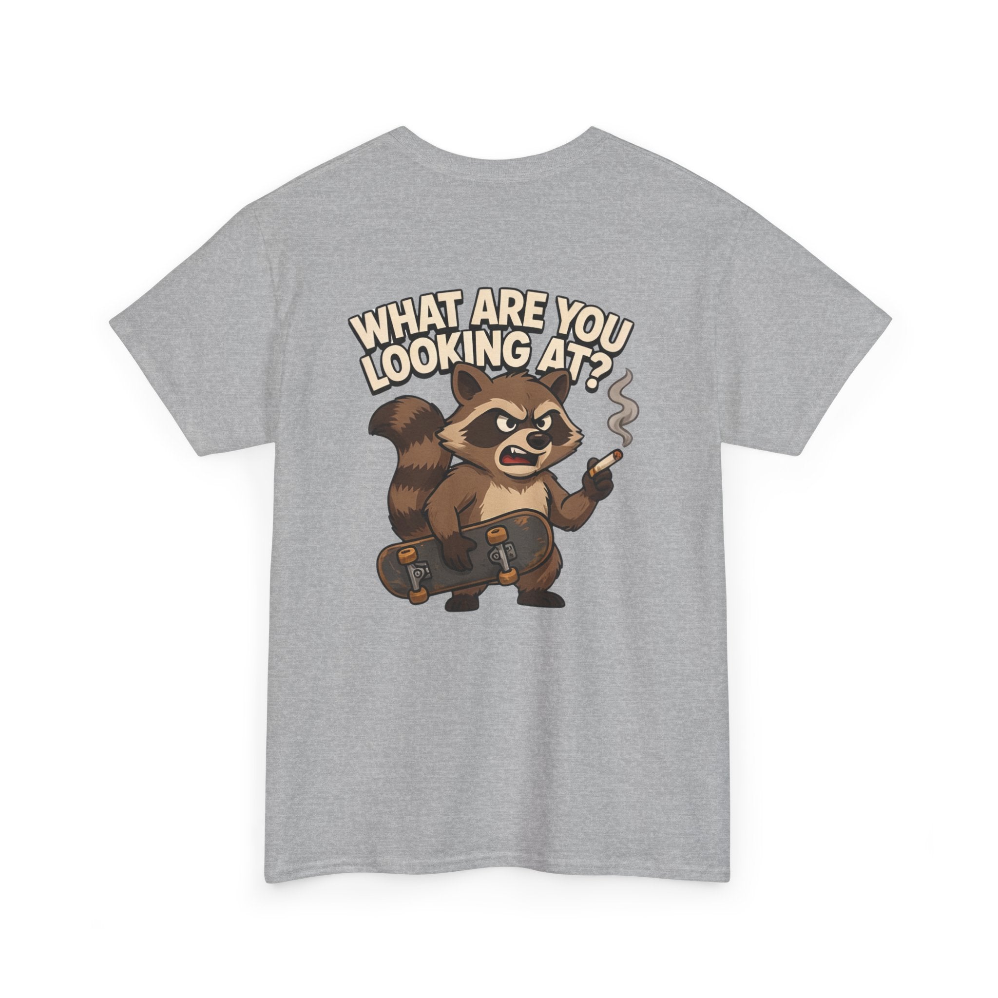 Graphic Tee — "What Are You Looking At?" Raccoon Illustration T-Shirt
