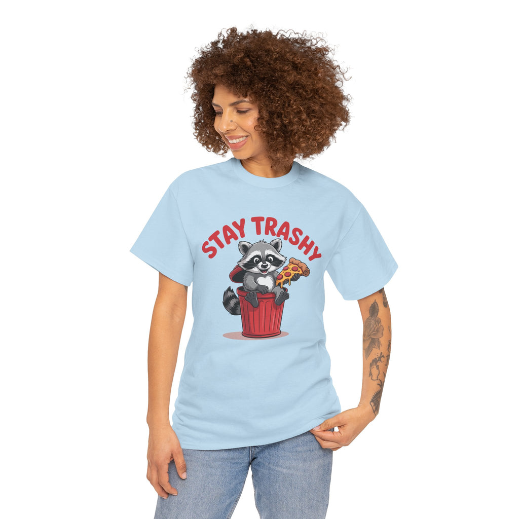 Funny Raccoon T-Shirt — Stay Trashy Humor Gift Tee for Women