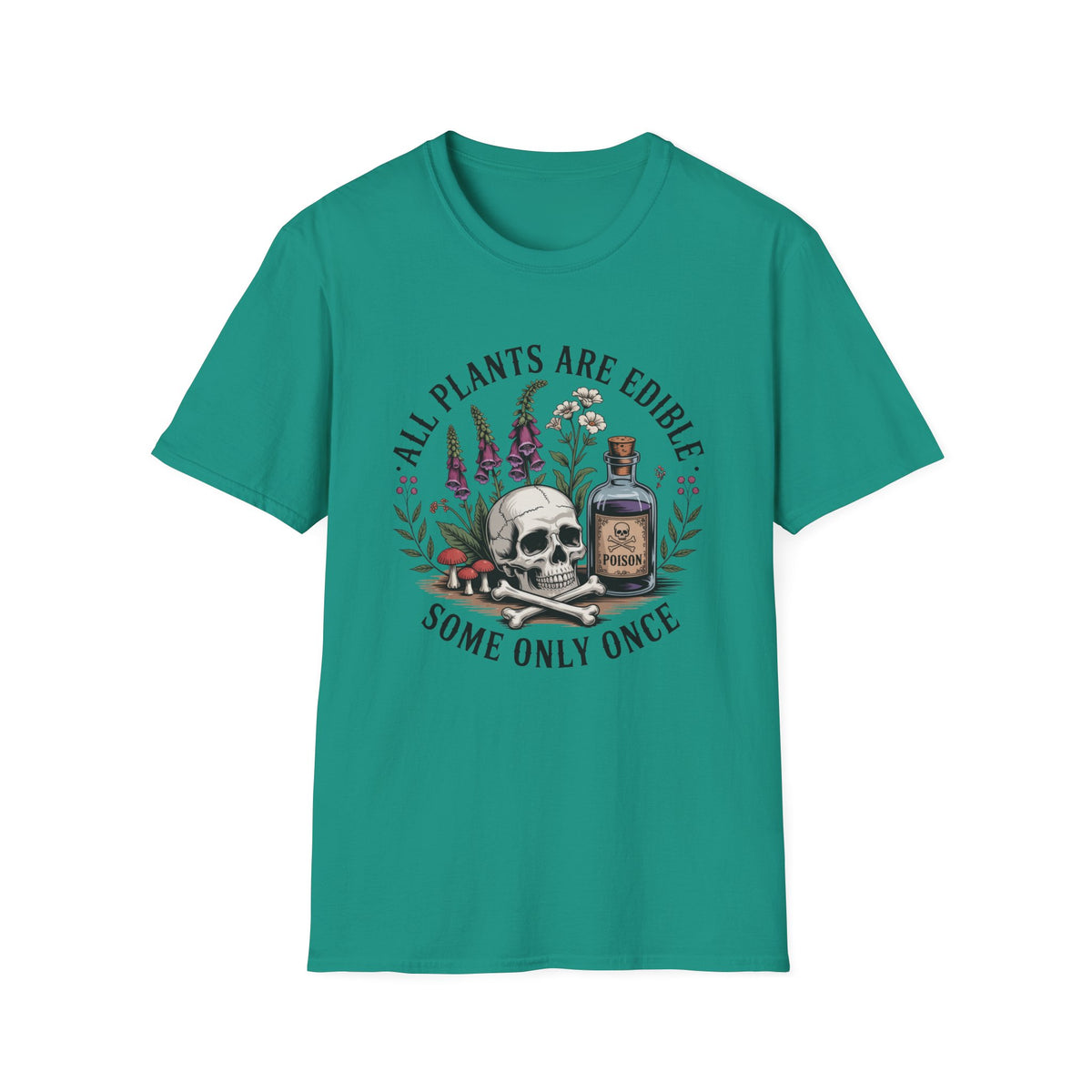 All Plants Are Edible T-Shirt — Botanical Skull & Apothecary Graphic Tee