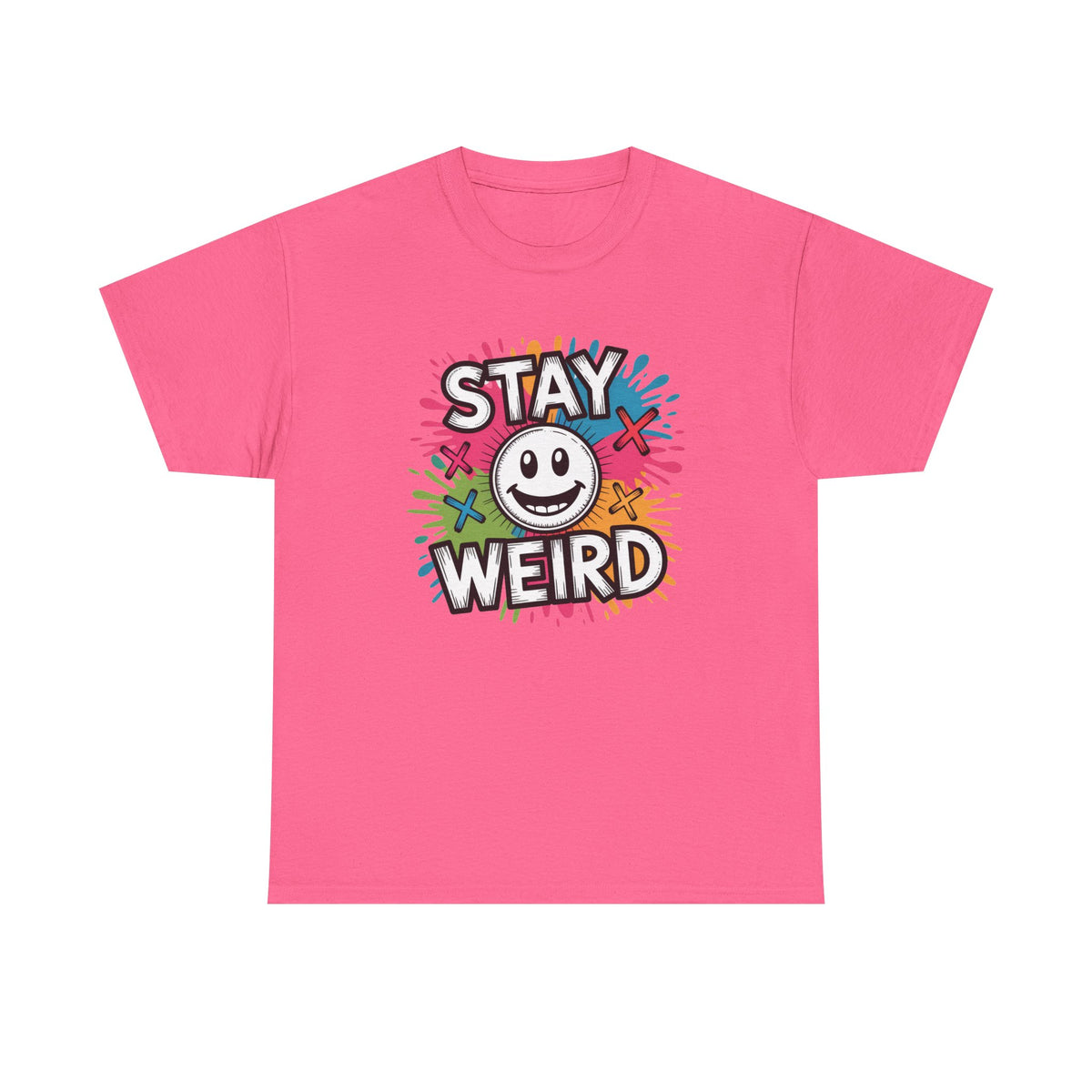 Stay Weird T-Shirt – Colorful Smiley Graphic Tee