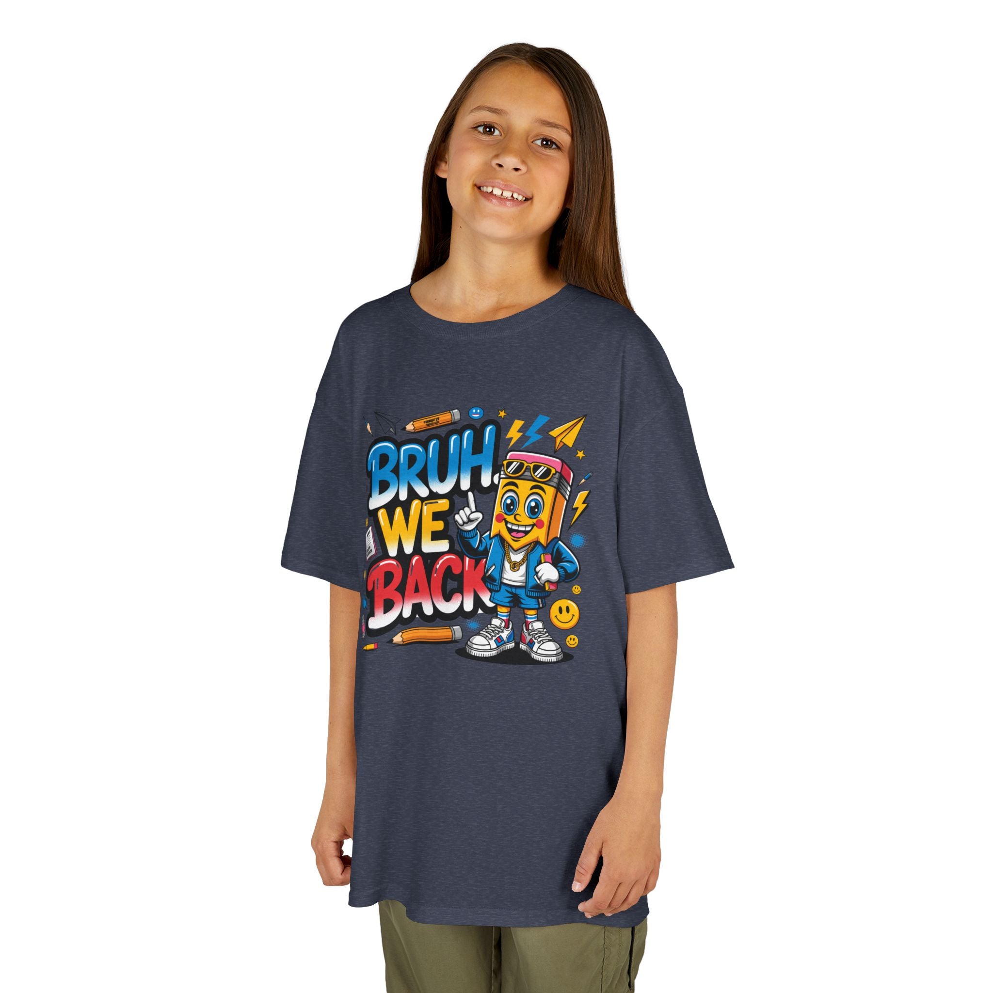 Kids Tee — "Bruh We Back" Retro Cartoon Graphic Shirt