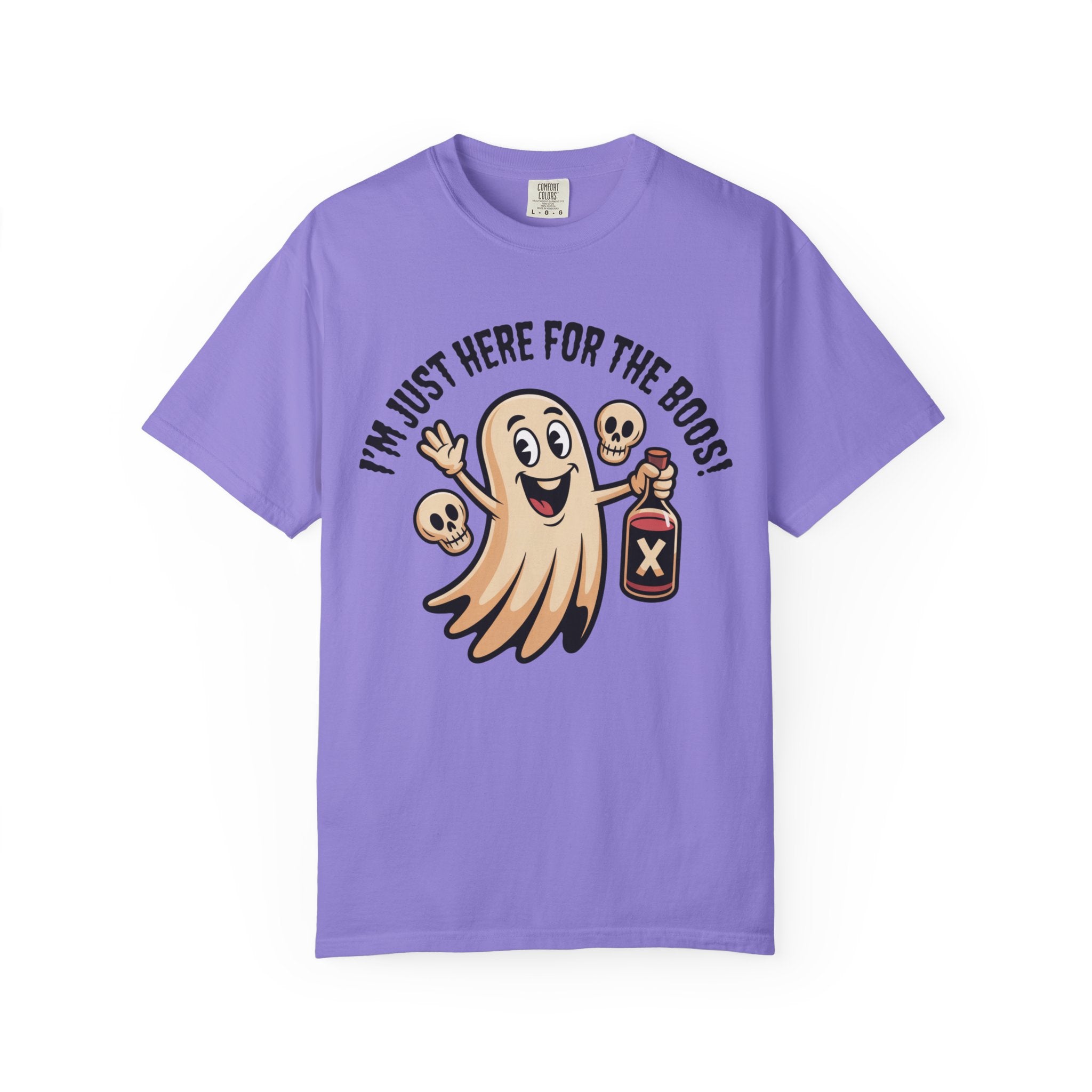 Halloween Ghost T‑Shirt — "I'm Just Here for the Boos!" Funny Party Tee